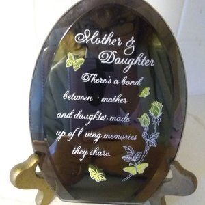 Dacra glass etched Mother Daughter sentimant mirror on stand